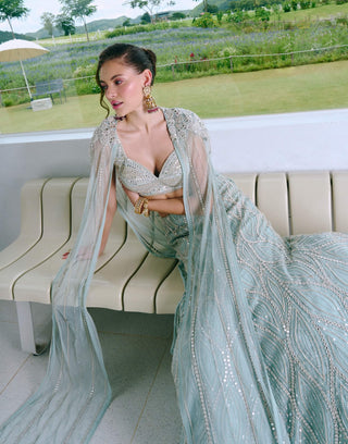 Delfa aqua blue lehenga set