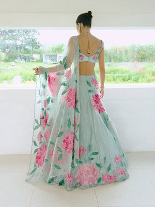 Dale aqua blue lehenga set