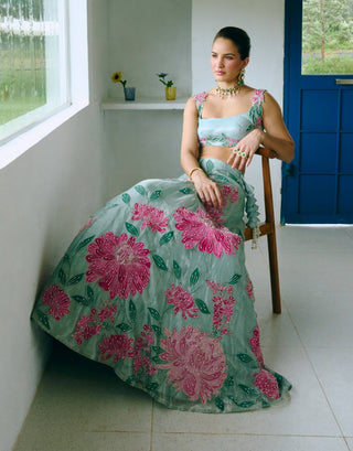 Dale aqua blue lehenga set