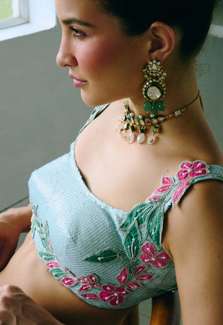 Dale aqua blue lehenga set