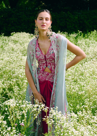 Darcy fuchsia cape and skirt set