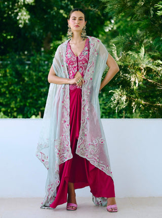 Darcy fuchsia cape and skirt set