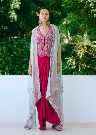 Darcy fuchsia cape and skirt set