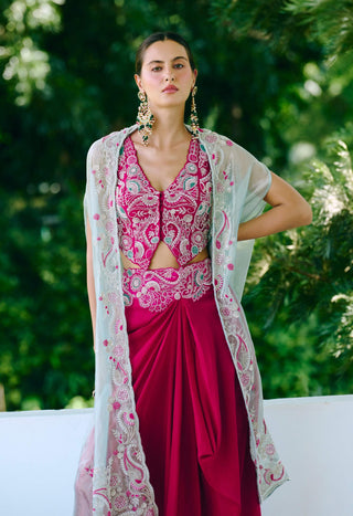 Darcy fuchsia cape and skirt set