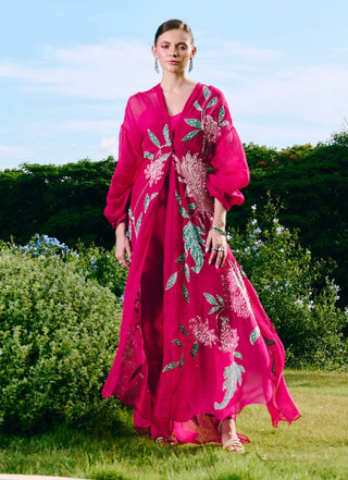 Dovie fuchsia organza jacket set