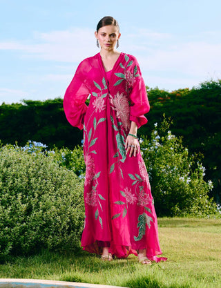 Dovie fuchsia organza jacket set