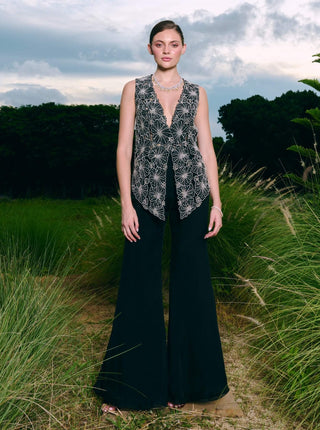 Dafna black jacket and sharara set