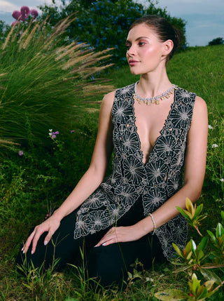 Dafna black jacket and sharara set