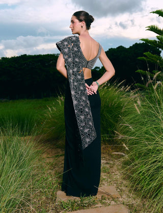 Daffodil black drape sari and blouse