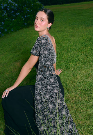 Daffodil black drape sari and blouse