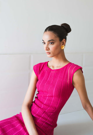 Meko Studio-Bright Pink Amelia Dress-INDIASPOPUP.COM