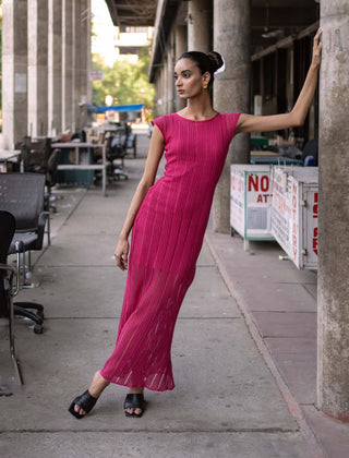 Meko Studio-Bright Pink Amelia Dress-INDIASPOPUP.COM