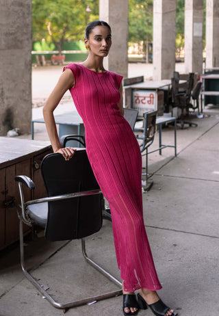 Meko Studio-Bright Pink Amelia Dress-INDIASPOPUP.COM