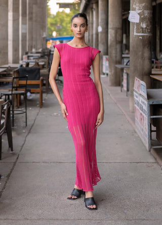 Meko Studio-Bright Pink Amelia Dress-INDIASPOPUP.COM