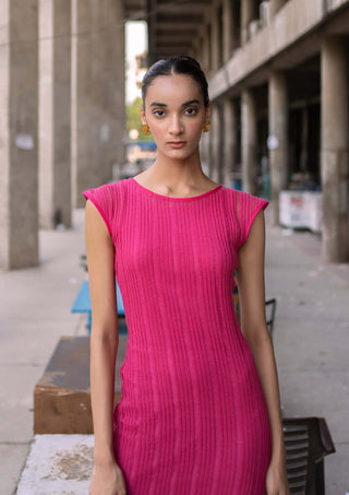 Meko Studio-Bright Pink Amelia Dress-INDIASPOPUP.COM