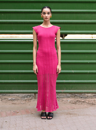 Meko Studio-Bright Pink Amelia Dress-INDIASPOPUP.COM