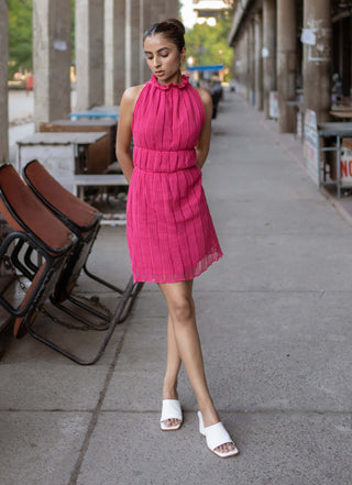 Meko Studio-Bright Pink Mia Dress-INDIASPOPUP.COM
