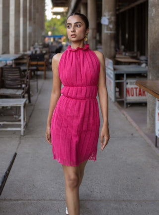 Meko Studio-Bright Pink Mia Dress-INDIASPOPUP.COM