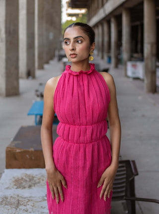Meko Studio-Bright Pink Mia Dress-INDIASPOPUP.COM