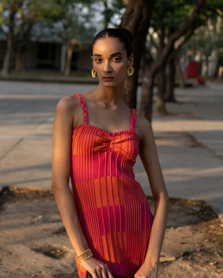 Meko Studio-Pink Orange Maya Dress-INDIASPOPUP.COM