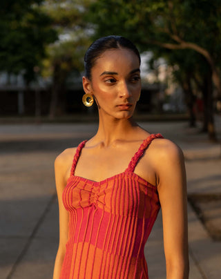 Meko Studio-Pink Orange Maya Dress-INDIASPOPUP.COM