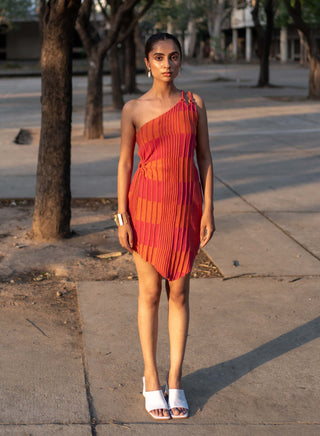 Meko Studio-Pink Orange Sadie Dress-INDIASPOPUP.COM