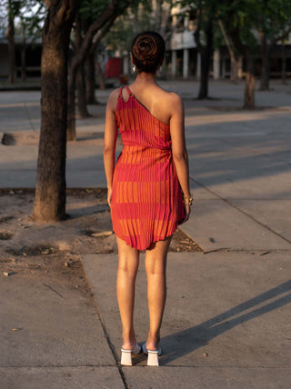 Meko Studio-Pink Orange Sadie Dress-INDIASPOPUP.COM