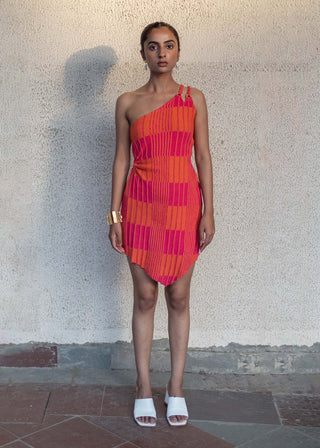 Meko Studio-Pink Orange Sadie Dress-INDIASPOPUP.COM
