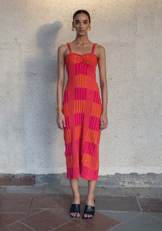 Meko Studio-Pink Orange Maya Dress-INDIASPOPUP.COM