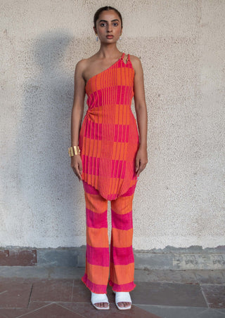 Meko Studio-Pink Orange Sadie Dress And Pants-INDIASPOPUP.COM
