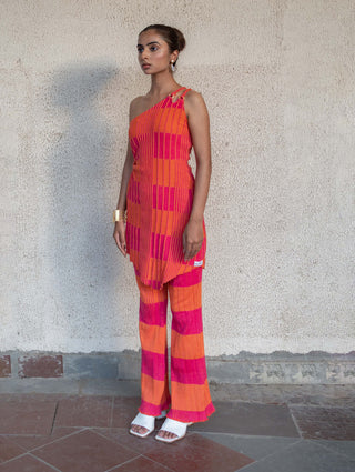 Meko Studio-Pink Orange Sadie Dress And Pants-INDIASPOPUP.COM