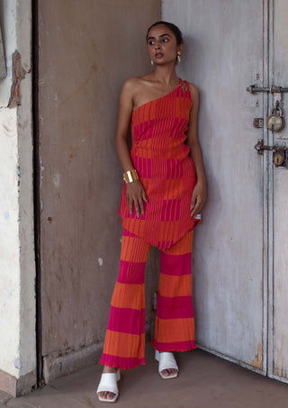 Meko Studio-Pink Orange Sadie Dress And Pants-INDIASPOPUP.COM