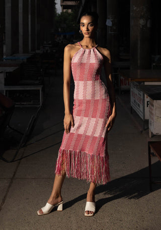 Meko Studio-White Pink Athena Dress-INDIASPOPUP.COM