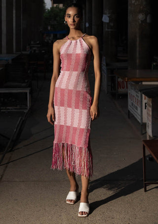 Meko Studio-White Pink Athena Dress-INDIASPOPUP.COM