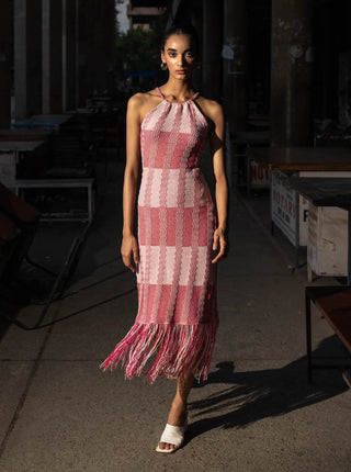 Meko Studio-White Pink Athena Dress-INDIASPOPUP.COM