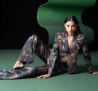 Kagé Embroidered Blazer And Trousers by Advait available on Indiaspopup