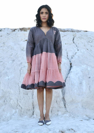 The Loom Art-Sandstone Ombre Dyed Dress-INDIASPOPUP.COM