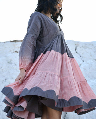 The Loom Art-Sandstone Ombre Dyed Dress-INDIASPOPUP.COM