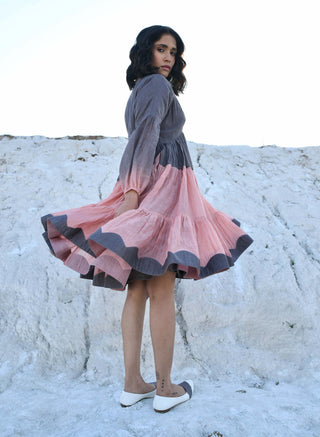 The Loom Art-Sandstone Ombre Dyed Dress-INDIASPOPUP.COM