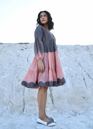 The Loom Art-Sandstone Ombre Dyed Dress-INDIASPOPUP.COM