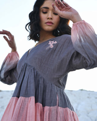 The Loom Art-Sandstone Ombre Dyed Dress-INDIASPOPUP.COM