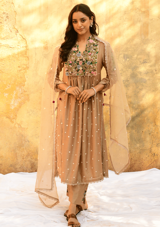 Niti Bothra-Ivory Orchid Kurta And Pants-INDIASPOPUP.COM