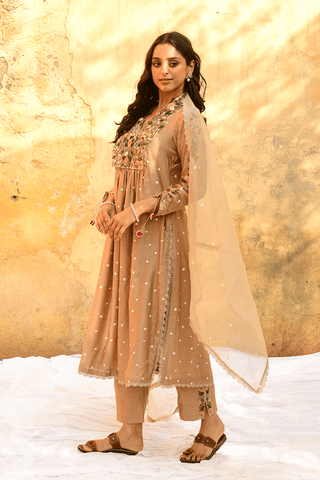 Niti Bothra-Ivory Orchid Kurta And Pants-INDIASPOPUP.COM