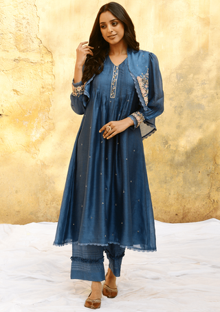 Niti Bothra-Jean Blue Mystic Kurta And Palazzo-INDIASPOPUP.COM