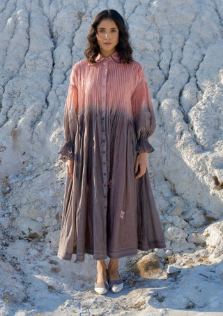 The Loom Art-Sunset Shore Salmon Gray Dress-INDIASPOPUP.COM