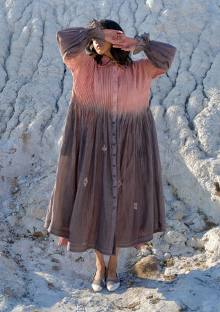 The Loom Art-Sunset Shore Salmon Gray Dress-INDIASPOPUP.COM