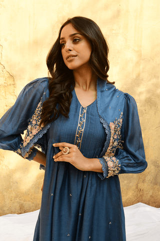 Niti Bothra-Jean Blue Mystic Kurta And Palazzo-INDIASPOPUP.COM