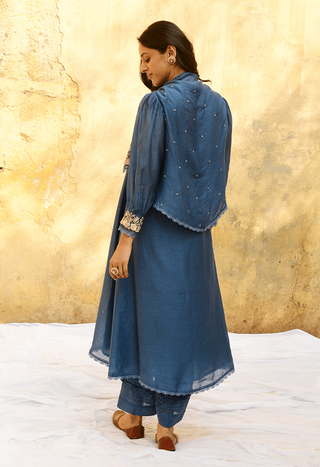Niti Bothra-Jean Blue Mystic Kurta And Palazzo-INDIASPOPUP.COM