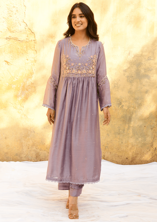 Niti Bothra-Lilac Mystic Knot Kurta And Pants-INDIASPOPUP.COM