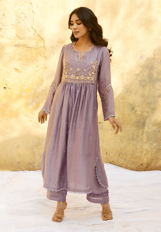 Niti Bothra-Lilac Mystic Knot Kurta And Pants-INDIASPOPUP.COM
